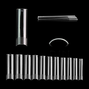 BIN 440 pezzi punte per mezze unghie Extra lunghe mezza copertura profonda curva a C unghie finte 11 dimensioni quadrate affusolate - Product Image 1