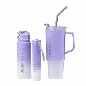 Nouveau 2024 – Ensemble portable 3-en-1 écologique en acier inoxydable : tasse à eau, paille et nettoyeur de glaçons, personnalisable avec logo, certifié CE - Product Image 1