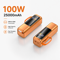 Nouvelles batteries externes de 25000 mAh, batterie externe 100W pour téléphone, câble, grande batterie portable, chargeur pour téléphone, ordinateur portable
