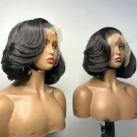 Perruque Bob en cheveux humains, Lace Front HD 13x6, Ondulation Body Wave, pour femmes noires, Densité 180%, Sans colle, Pré-épilée
