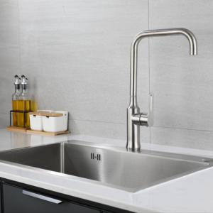 Duy Nhất Xử Lý 304 Thép Không Gỉ Chải Nickel Vòi Nước Nhà Bếp Cổ Điển Bồn Rửa Vòi Nước Với Gốm Van Lõi - Product Image 4