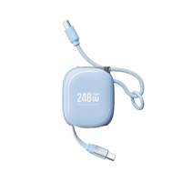 Câble de charge rapide USB-C PD rétractable 240W avec tressage en nylon, câble de charge portable 2-en-1 compatible avec les téléphones mobiles