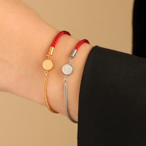 Bracelet <span class=keywords><strong>en</strong></span> corde rouge <span class=keywords><strong>en</strong></span> <span class=keywords><strong>gros</strong></span>, <span class=keywords><strong>en</strong></span> acier inoxydable plaqué or 18 carats, <span class=keywords><strong>bijoux</strong></span> élégants, à la mode et délicats <span class=keywords><strong>pour</strong></span> femmes - Product Image 2