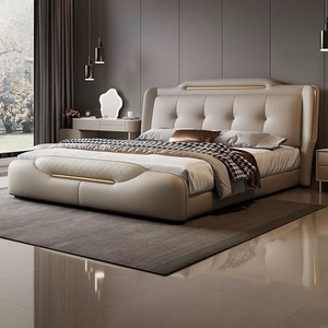 Mobili di Lusso in Legno per Camera da <span class=keywords><strong>Letto</strong></span>, Letti Imbottiti Morbidi, <span class=keywords><strong>Letto</strong></span> <span class=keywords><strong>Matrimoniale</strong></span> King Size con Contenitore, Set Completo di Arredamento - Product Image 1