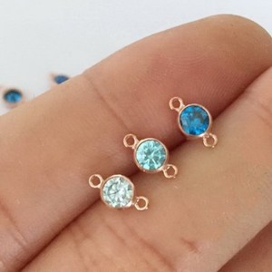 Vintage Jewelry 14K Rose Gold Filled Bezel Zircon Stone <strong>Beads</strong> 12 Birthstone Connectors High Quality Unisex for Jewelry Pendants - Product Image 4