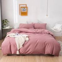 4 pièces/ensemble économie coton tissu draps ensembles couleur unie 100% lavage coton drap plat housse de couette et taie d'oreiller ensembles