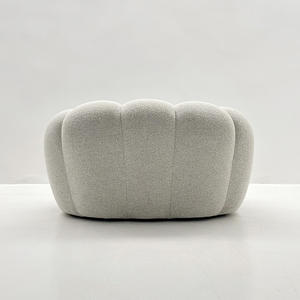 Fluffy Petal Chair Design <b>White</b> Velvet Recliner Sofa for Living Room or Hotel Balcony Contemporary Accent Leisure Armchair - Product Image 5