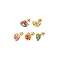 Pendientes Glowluxe con Forma de Fruta, Adornos Coloridos, Plata de Ley 925, Tono Dorado, Joyería Contemporánea y Divertida