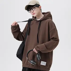 Factory Outlet Men's Hooded Pullover Solid Color Sleeve Sweater Casual Plus Size Long Sleeve Sweatshirt