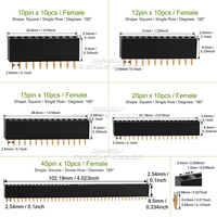 DIP delikten tek sıra kadın 2 3 4 5 6 8 10 12 15 20 40 Pin başlık altın kaplama Pcb için 2.54mm Pitch Pinheader konektörü