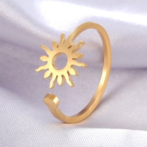 Anneau de soleil brillant pour femmes en acier inoxydable <span class=keywords><strong>Boho</strong></span> bagues réglables nouveaux bijoux de mode cadeau d'anniversaire - Product Image 2