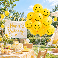 Lot de ballons en latex jaunes de 12 pouces avec logo imprimé et visage souriant, pour publicité, événements et fêtes d'Halloween - Vente en gros