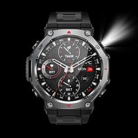 Montre connectée d'extérieur 1,43 pouces AMOLED avec lampe torche, boussole, appels Bluetooth, suivi santé et sport, bracelet en silicone magnétique, rappel d'appels, étanche IP68