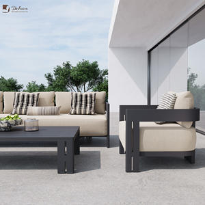 Juego de sofás de jardín de aluminio de lujo Muebles de exterior contemporáneos de 3 asientos con cojines impermeables a prueba de herrumbre y duraderos - Product Image 3