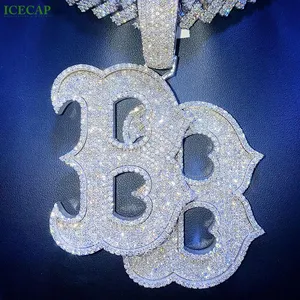 Jewelry Hip Hop 925 Sterling Silver Diamond Cluster Iced Out Pendant Necklace Name Chain Custom VVS Moissanite Pendant Charm