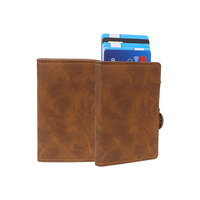 Porte-cartes en cuir PU Crazy Horse avec boîte en aluminium et pince à billets pour hommes, vente en gros OEM ODM