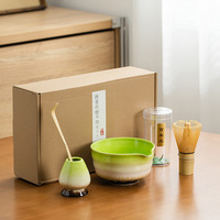 Ensemble bol et fouet à matcha en bambou et céramique Baike avec filtre en grès style Japandi, logo personnalisé et coffret cadeau