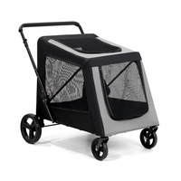 Poussette pliable pour animaux de compagnie de taille moyenne à grande, légère, 4 roues, transporteur pour chien et chat, voyage en plein air, écologique