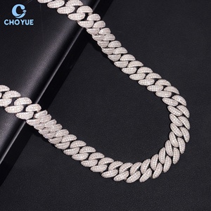 Collar de Cadena Cubana con Moissanita VVS en Forma de Media Luna de 12 mm, Chapado en Oro Blanco, Joyería Hip Hop para Hombre, Certificado GRA - Product Image 3