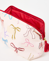 Sac de voyage portable personnalisé avec logo, pochette de toilette à pompon pour femme, sac à maquillage imprimé nœud pour femme, vente en gros