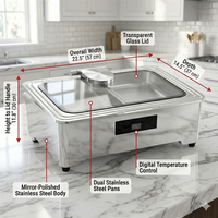 304 Edelstahl Elektrischer Chafing Dish für Catering Doppelbehälter Buffet-Wärmer mit LED-Anzeige für Restaurant- und Hotelbedarf
