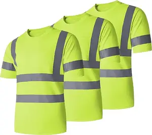 Camiseta DE SEGURIDAD reflectante de alta visibilidad personalizada 100% poliéster malla de secado rápido camisa verde de seguridad con bolsillo