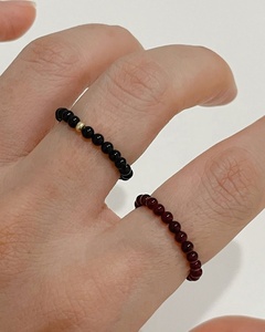Bohemia Style Mixed Color Healing Crystal Beads <b>Rings</b> Small Flower Rice Bead Design Women Elastic <b>Ring</b> New Jewelry for Winter - Product Image 5