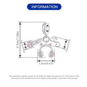 Lindo colgante con forma de gato, micrófono, auricular y nota musical, pulsera DIY, joyería, accesorio para mujer - Product Image 3