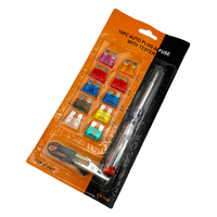 Kit de test de fusibles automobiles, assortiment de fusibles à lame avec stylo testeur de circuit pour la réparation du système électrique automobile, 10 pièces