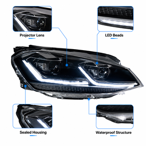 Gruppo Fari LED BK per <span class=keywords><strong>Volkswagen</strong></span> Golf7 MK7 2013-2017, Aggiornamento a <span class=keywords><strong>Golf</strong></span> <span class=keywords><strong>7.5</strong></span> con DRL, Indicatore di Direzione Sequenziale, Proiettore Quadruplo - Product Image 4