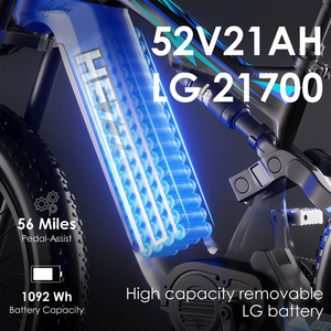 จักรยานไฟฟ้า HEZZO K9 มอเตอร์ 1000W ระยะทาง 70-90 กม. กันน้ำ ควบคุมผ่านแอพ ล้ออลูมิเนียมอัลลอย 26 นิ้ว 9 สปีด ความเร็ว 50 กม./ชม. แบตเตอรี่ลิเธียม ด้านหน้า - Product Image 3