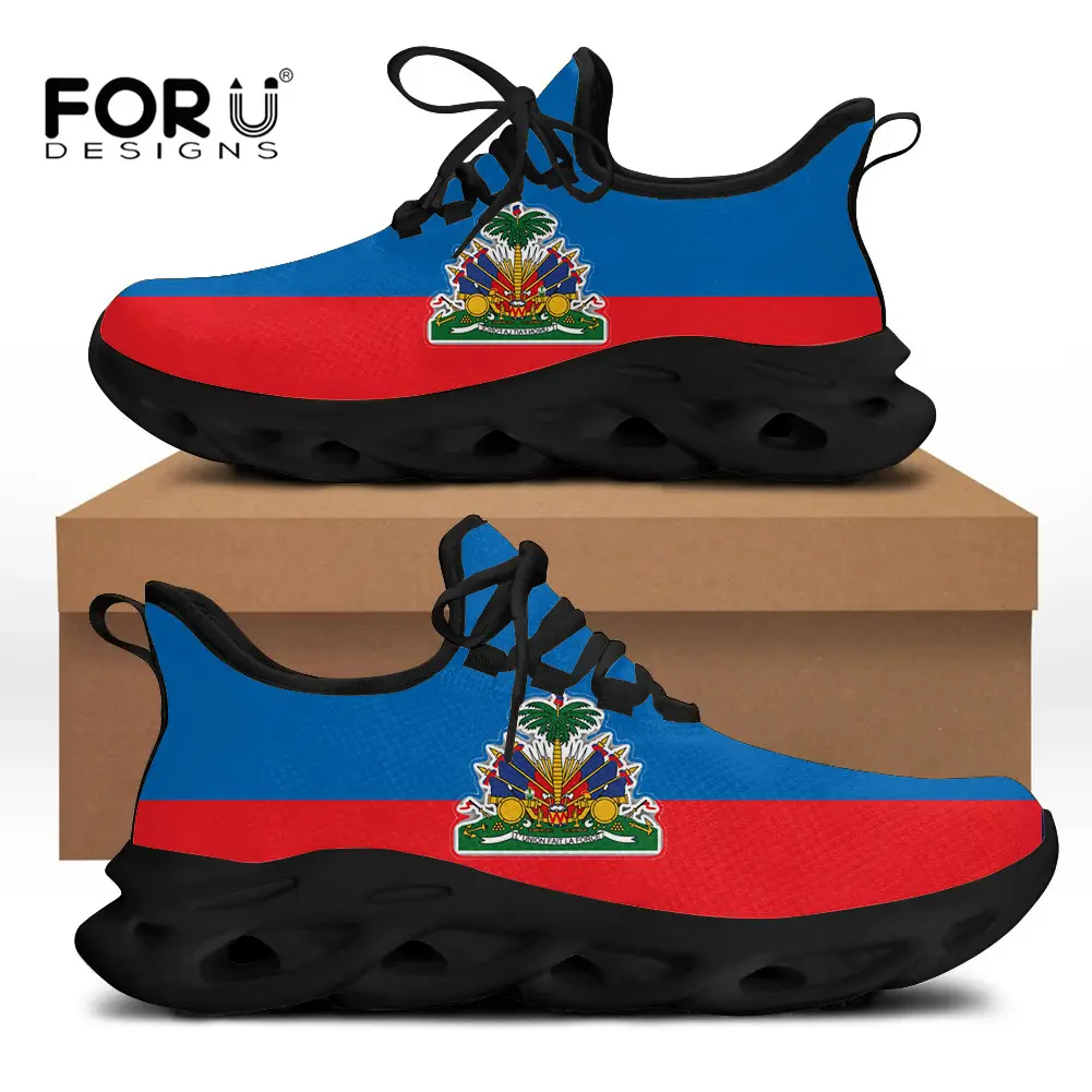 2021 design active sports shoes lightweight fashion mens casual sneaker custom haiti flags print mens sport sneaker wholesale