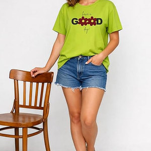T-shirt graphique surdimensionné personnalisé pour femme, col rond, manches courtes, style décontracté, très tendance - Product Image 3