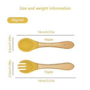 Juego de <span class=keywords><strong>Cuchara</strong></span> y Tenedor de Silicona Reutilizables, Libres de BPA, para Bebés, Antideslizantes, de Grado Alimenticio, para el Aprendizaje de la Alimentación - Product Image 5