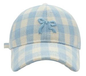 Gorra de béisbol de algodón a cuadros para mujer, con lazo 3D bordado, correa trasera ajustable, efecto adelgazante facial, ideal para uso diario, viajes y actividades al aire libre. - Product Image 5