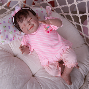 Visage souriant fibre <span class=keywords><strong>cheveux</strong></span> 20 pouces <span class=keywords><strong>50</strong></span> <span class=keywords><strong>Cm</strong></span> bébé poupées nouvelle conception spéciale tissu corps Reborn Bebe jouets pour les cadeaux de fête des enfants - Product Image 4