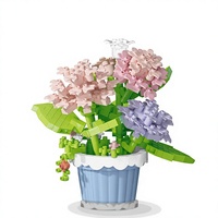 Ensemble de blocs de construction en forme de plante en pot de carnations, 365 pièces, modèle de fleur en plastique, décoration de bureau DIY, cadeau