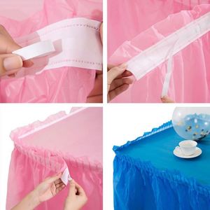 Faldas <span class=keywords><strong>de</strong></span> <span class=keywords><strong>Mesa</strong></span> Desechables <span class=keywords><strong>de</strong></span> Plástico para Decoración <span class=keywords><strong>de</strong></span> Fiestas <span class=keywords><strong>de</strong></span> Boda y Cumpleaños, Color Sólido con Volantes, Venta al Por Mayor - Product Image 3