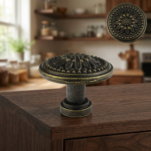 Bouton de meuble rond durable de style européen, poignée de tiroir rétro en alliage de zinc de 30mm BA34 - Product Image 2