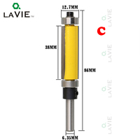 LAVIE Router Bit Pemangkas Lurus Bantalan Ganda, 1 Buah 1/4 6.35Mm Tukang Kayu Karbida Pemotong Penggilingan Pisau Pangkas Bit MC01037