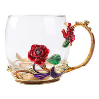 Ensemble de tasses en verre émaillé - Luxe léger - Résistant à la chaleur - Cadeau pour femme pour le café, le thé et le petit-déjeuner