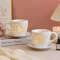 Großhandel Keramik-Aromaölbrenner Mini-Käse-Schokoladen-Fondue-Wärmer Herzförmiger Ausstanz-Teelichthalter Wohndekor Geschenk