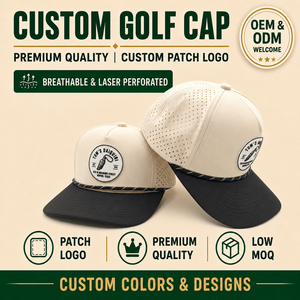 Portable 5 Panel Solid Waterproof Golf <b>Cap</b> Custom Silicone Logo Low MOQ OEM Laser Perforated 3D Rubber Patch <b>Quick</b> <b>Dry</b> Top - Product Image 1