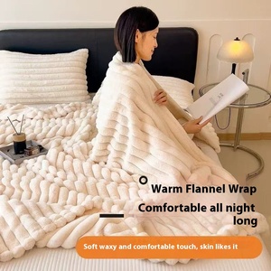Rắn màu siêu vua nữ hoàng Kích thước flannel lông cừu như siêu dày Sherpa chăn san hô nhung dày mùa đông ấm chăn - Product Image 3