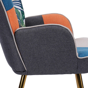 Sillón Individual de Lujo con Acentos Metálicos y Tapicería de Terciopelo, Sillón Reclinable con Respaldo Alto, Muebles Vintage para Sala de Estar - Product Image 6