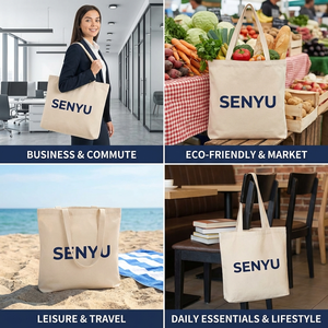 กระเป๋าโท้ทผ้าแคนวาสสไตล์เกาหลี SENYU แบบมินิมอล ทนทาน จุของได้เยอะ สายสะพายเชือก แฟชั่นสวยงาม เหมาะสำหรับผู้หญิง นักเรียน นักศึกษา ใช้เดินทาง - Product Image 2