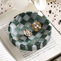 Plateau de service SAIDKOCC D12CM à un seul niveau, style américain, multifonctionnel, mosaïque vintage à carreaux, onyx rouge vert, marbre travertin