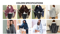 Plaid multifonctionnel écologique et doux pour la peau, avec fermeture à boutons, en flanelle matelassée et polaire Sherpa, motif personnage, pour femme