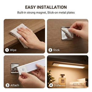 Lumière LED rectangulaire sans fil en aluminium de 35 cm pour armoire, super lumineuse, à intensité variable, avec batterie rechargeable et détecteur de mouvement, OEM ODM - Product Image 2