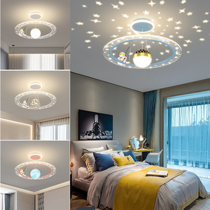 40W 3CCT Protection des yeux Plafonnier de la <span class=keywords><strong>chambre</strong></span> des enfants Creative Boy Girl Space Astronaut LED Chandelier Starry Plafonnier - Product Image 2